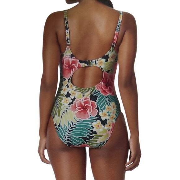 Hurley Women’s Pink Floral UPF 50+ Stretch Midweight One Piece Swimsuit Small - Picture 3 of 3